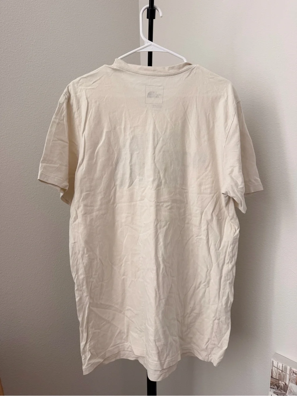The North Face Cream Short-Sleeve Logo Tee with Black Graphic